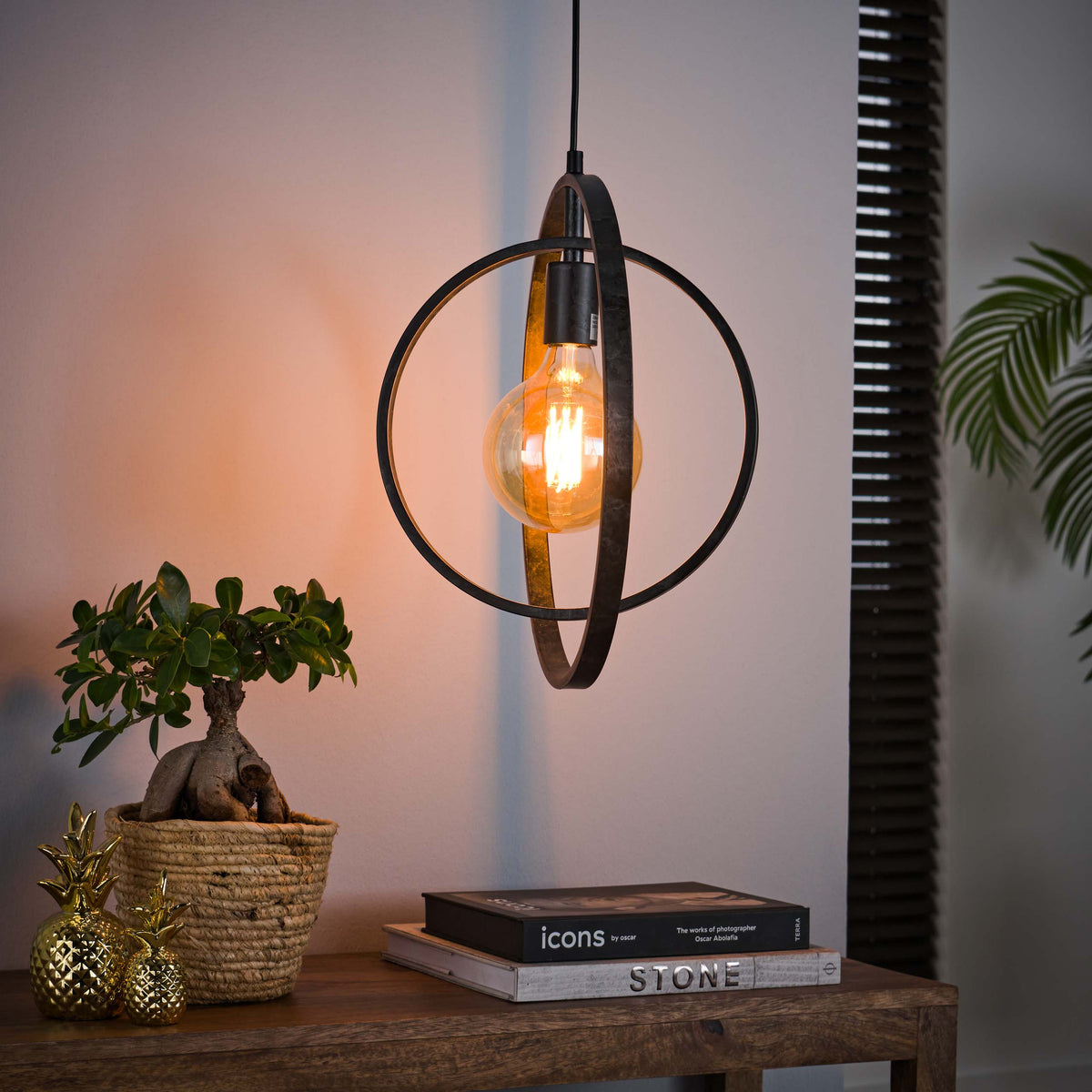 Suspension Turn Around anthracite - 1 lumière, largeur 40 cm