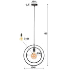 Suspension Turn Around anthracite - 1 lumière, largeur 40 cm