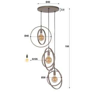 Hanglamp Turn Around getrapt beige - 3-lichts, diameter 40 cm