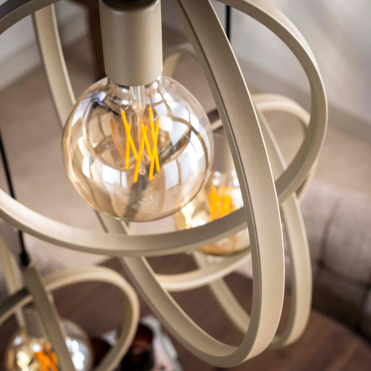 Pendant lamp Turn Around tiered beige - 3-light, diameter 40 cm