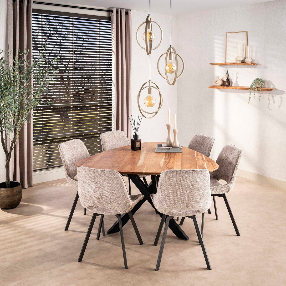 Pendant lamp Turn Around tiered beige - 3-light, diameter 40 cm