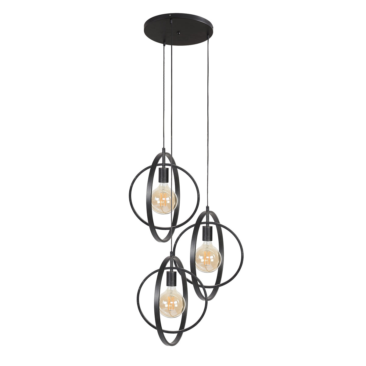 Pendant lamp Turn Around tiered anthracite - 3-light, diameter 40 cm