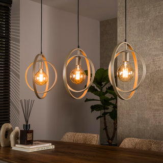 Suspension Turn Around beige - 3 lumières, largeur 130 cm