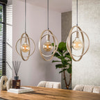 Suspension Turn Around beige - 3 lumières, largeur 130 cm