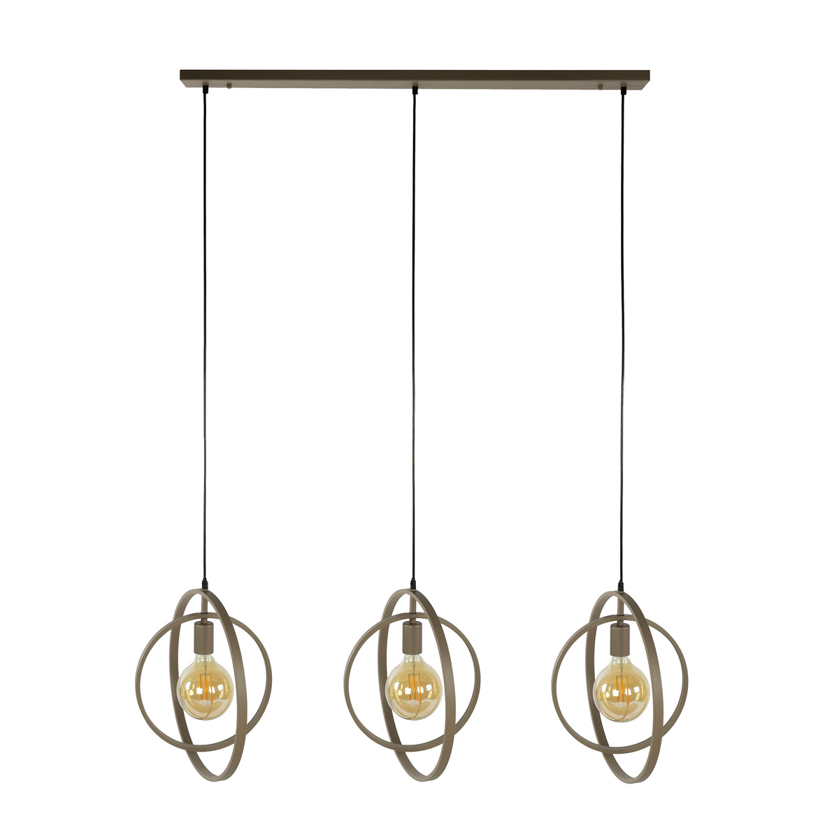 Suspension Turn Around beige - 3 lumières, largeur 130 cm