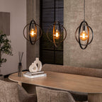 Suspension Turn Around anthracite - 3 lumières, largeur 130 cm