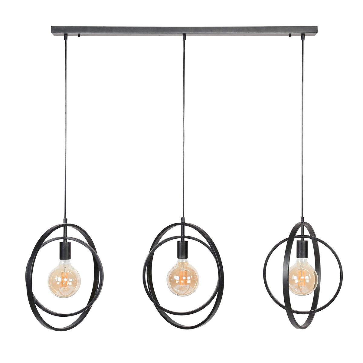 Suspension Turn Around anthracite - 3 lumières, largeur 130 cm