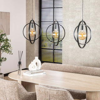 Suspension Turn Around anthracite - 3 lumières, largeur 130 cm