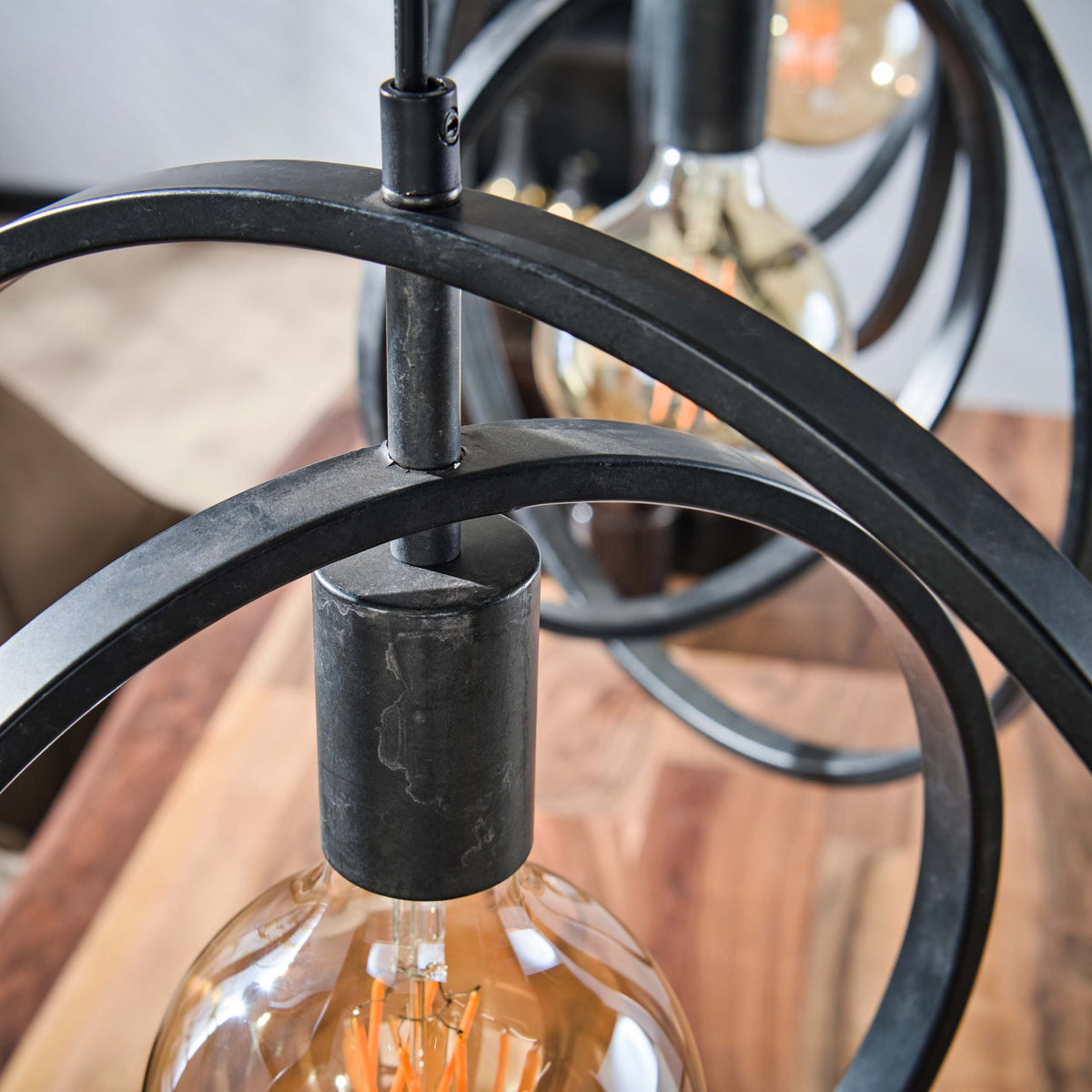 Pendant lamp Turn Around anthracite - 3-light, 130 cm wide