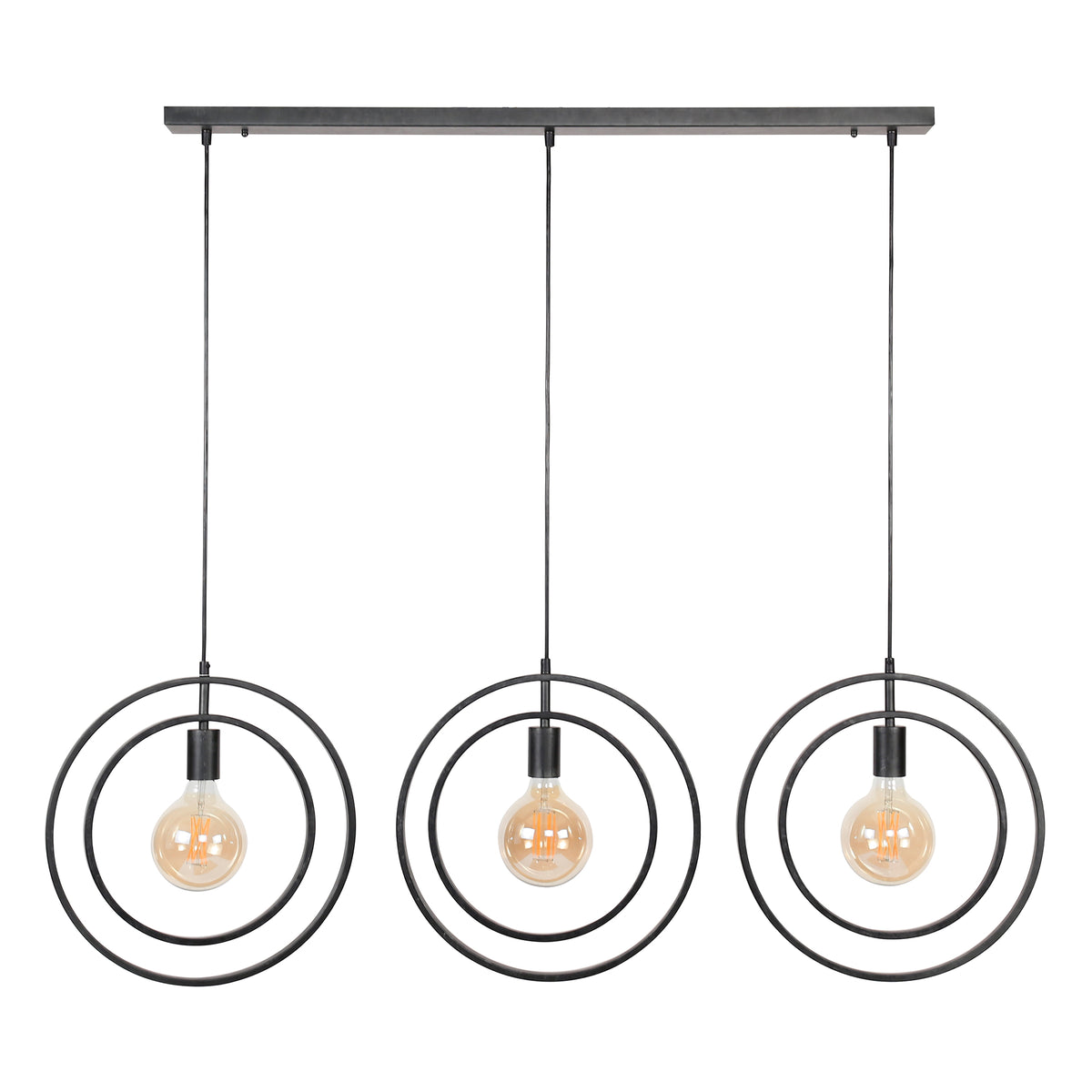 Pendant lamp Turn Around anthracite - 3-light, 130 cm wide
