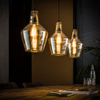 Hanglamp Glass Cone oud zilver - 3-lichts, 112 cm breed