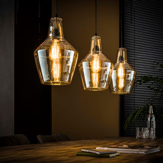 Hanglamp Glass Cone oud zilver - 3-lichts, 112 cm breed