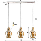 Hanglamp Glass Cone oud zilver - 3-lichts, 112 cm breed