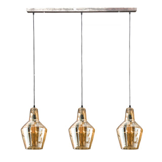 Hanglamp Glass Cone oud zilver - 3-lichts, 112 cm breed