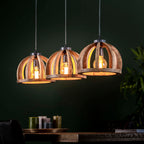 Pendant lamp Orba solid mango wood - 3-light, 120 cm wide