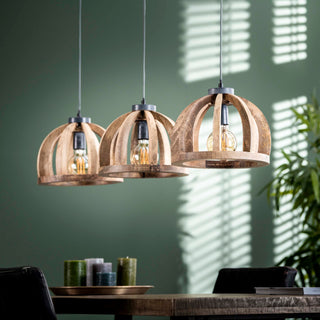 Pendant lamp Orba solid mango wood - 3-light, 120 cm wide