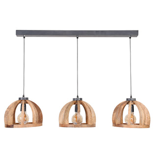 Pendant lamp Orba solid mango wood - 3-light, 120 cm wide
