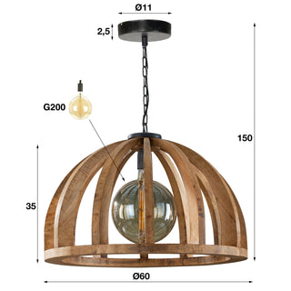 Suspension Orba manguier massif - 1 lumière, diamètre 60 cm
