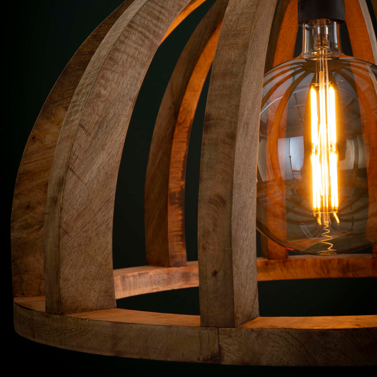 Pendant lamp Orba solid mango wood - 1-light, diameter 60 cm