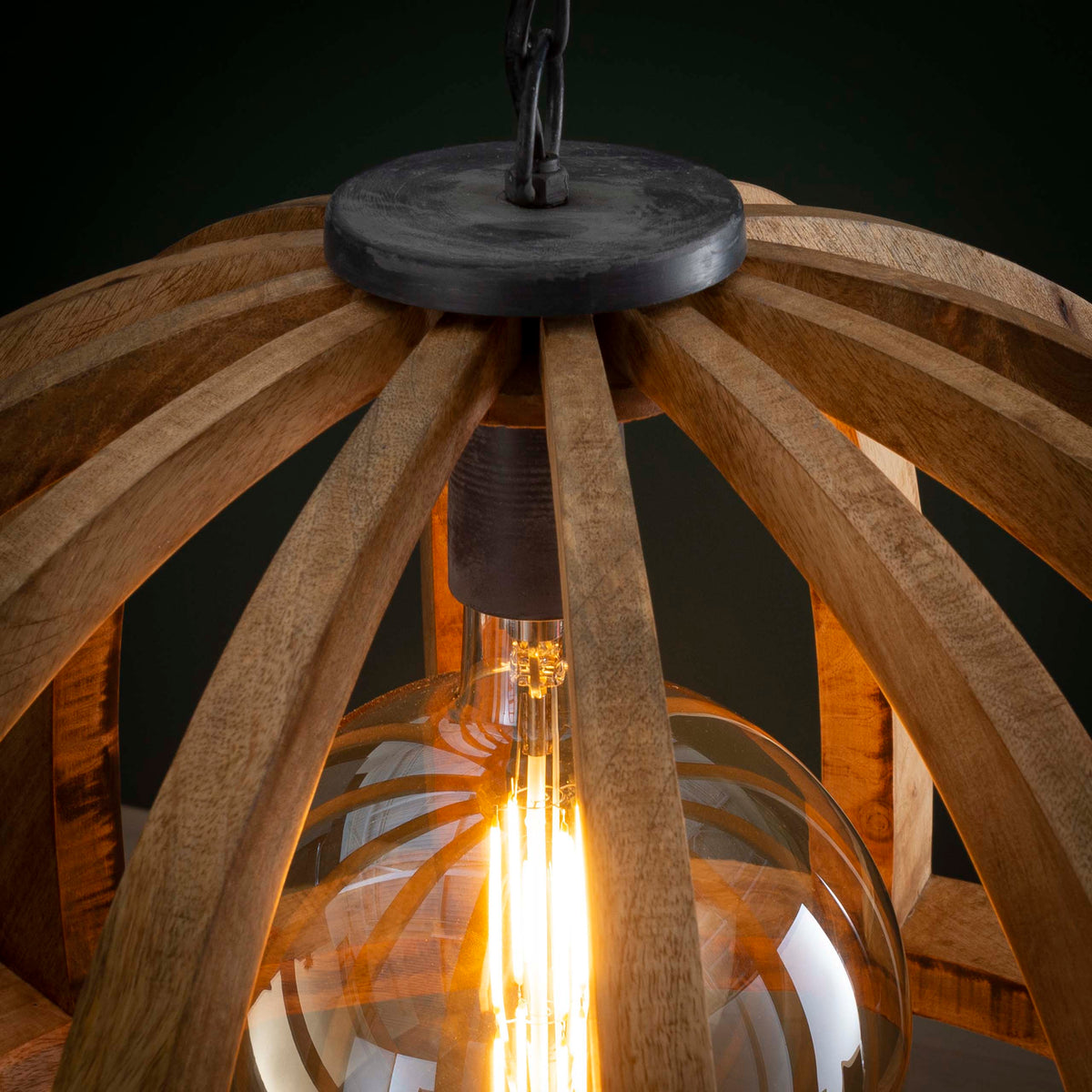 Pendant lamp Orba solid mango wood - 1-light, diameter 60 cm