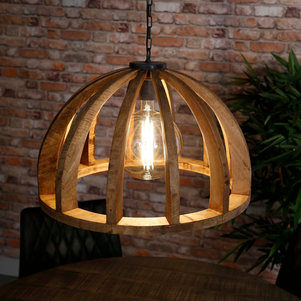 Pendant lamp Orba solid mango wood - 1-light, diameter 60 cm