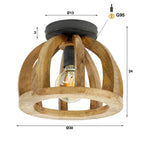 Ceiling lamp Orba solid mango wood - 1-light, diameter 30 cm