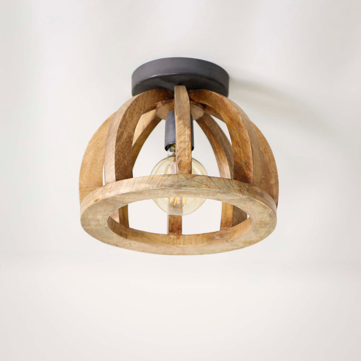 Ceiling lamp Orba solid mango wood - 1-light, diameter 30 cm