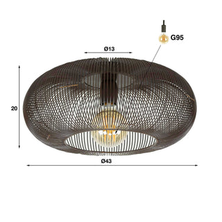 Plafondlamp Copper Twist zwart nikkel - 1-lichts, diameter 43 cm