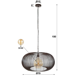 Suspension Copper Twist nickel noir - 1 lumière, diamètre 70 cm
