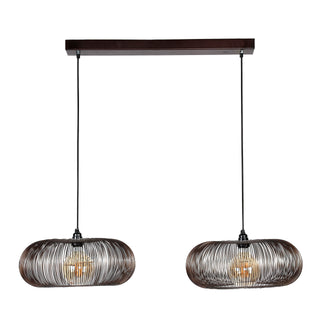 Suspension Copper Twist nickel noir - 2 lumières, largeur 102 cm