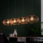 Suspension Copper Twist nickel noir - 4 lumières, largeur 170 cm