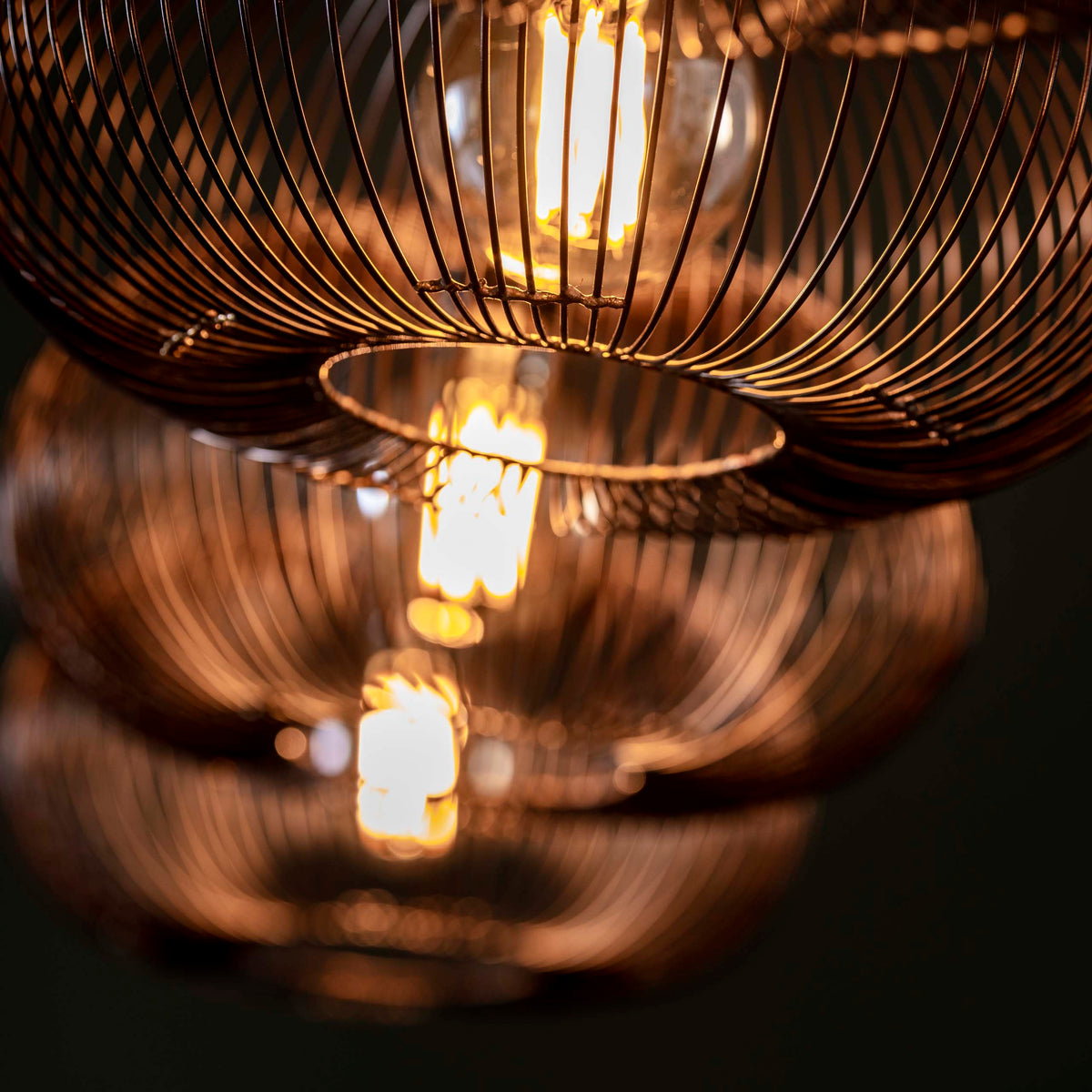 Pendant lamp Copper Twist black nickel - 4-light, 170 cm wide