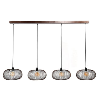 Suspension Copper Twist nickel noir - 4 lumières, largeur 170 cm