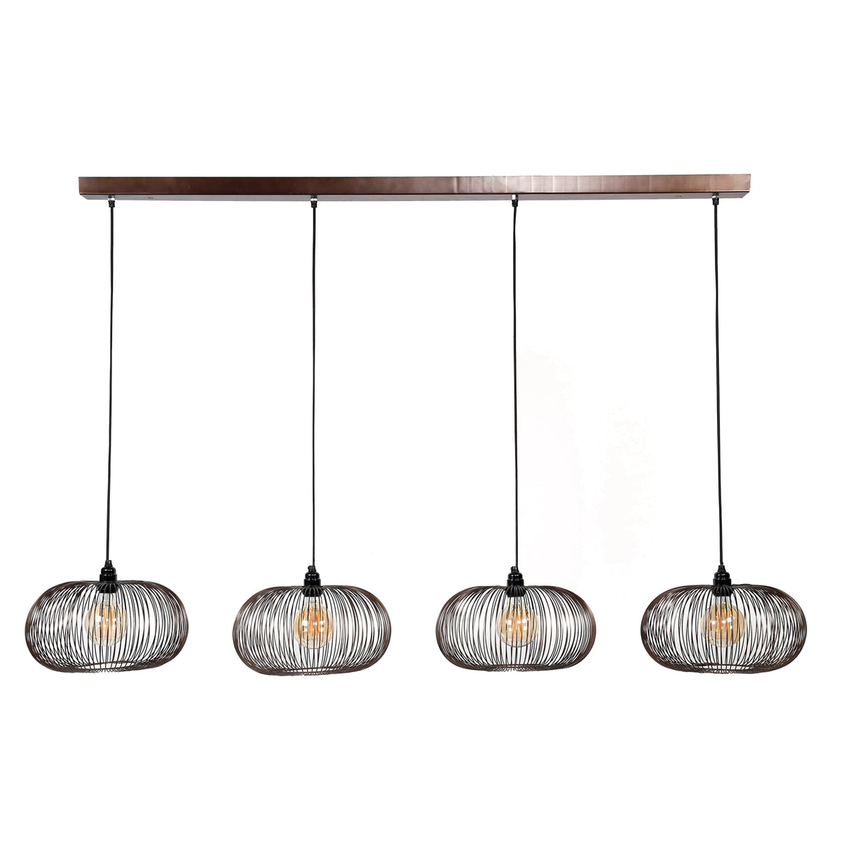 Suspension Copper Twist nickel noir - 4 lumières, largeur 170 cm