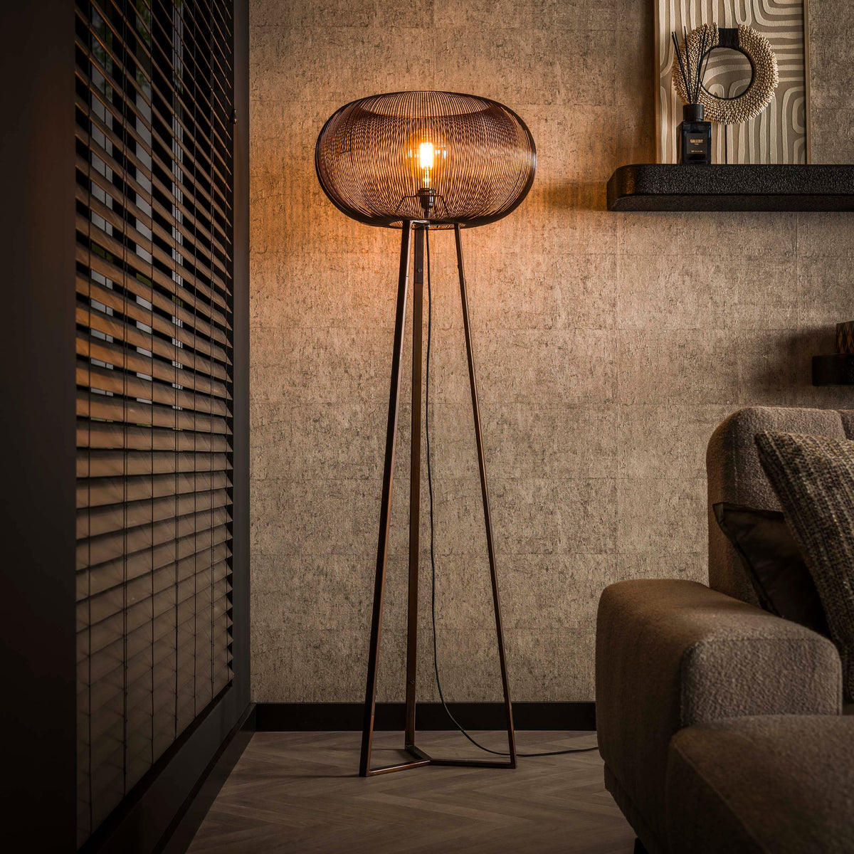 Floor lamp Copper Twist black nickel - 1-light, 170 cm high
