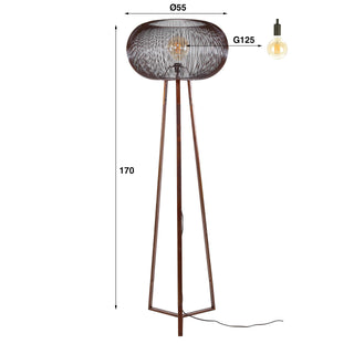 Lampadaire Copper Twist nickel noir - 1 lumière, hauteur 170 cm