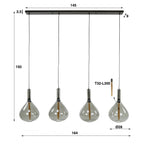 Hanglamp Smoke Drop artic zwart - 4-lichts, 164 cm breed
