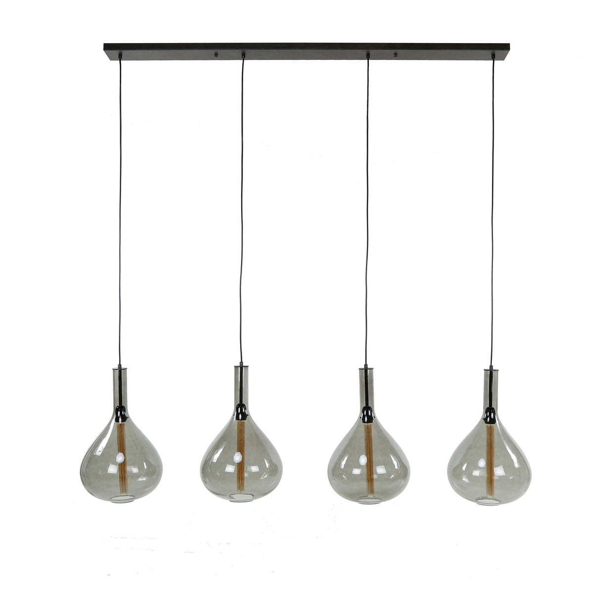 Pendant lamp Smoke Drop artic black - 4-light, 164 cm wide