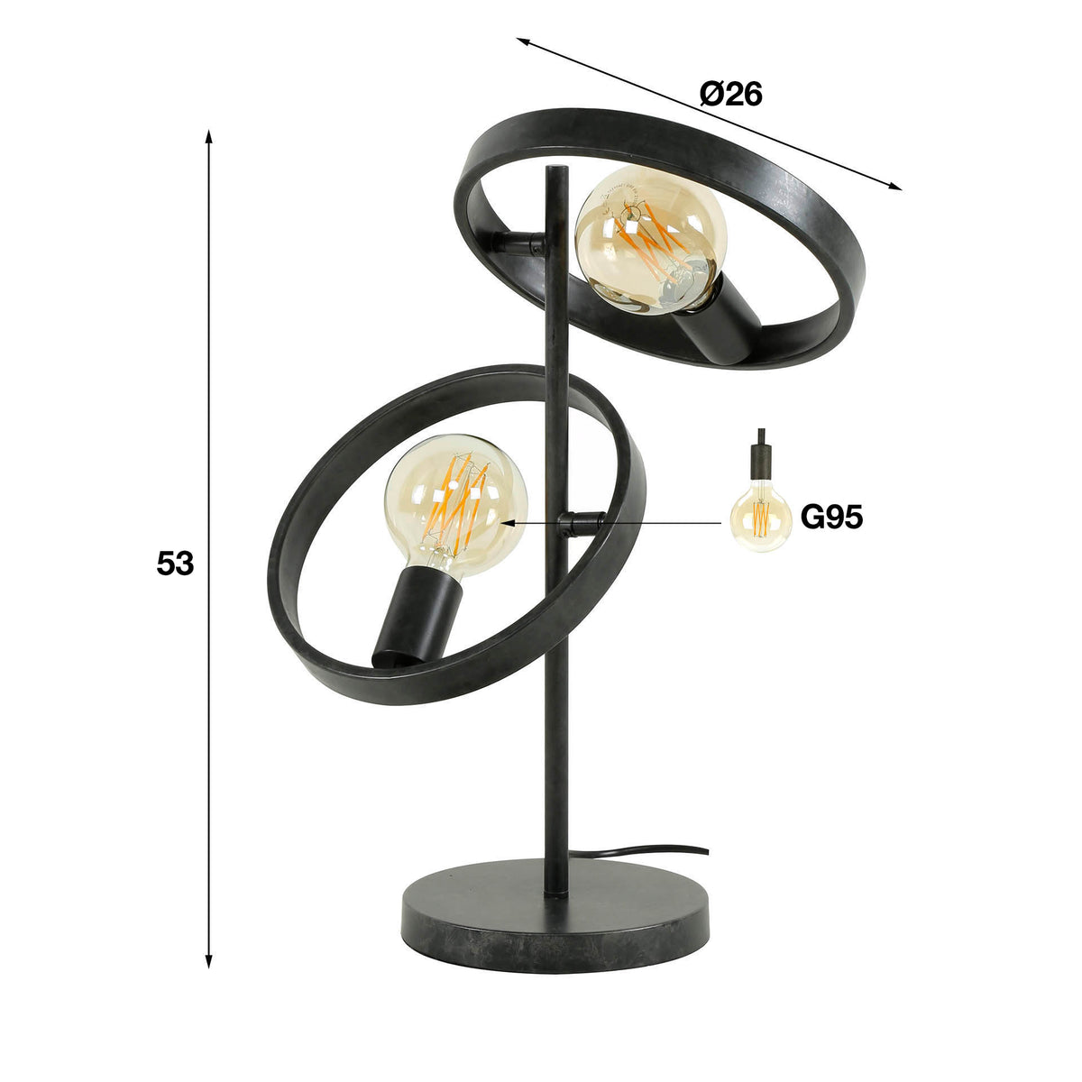 Table lamp Hover anthracite - 2-light, 53 cm high