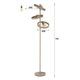 Vloerlamp Hover beige - 3-lichts, 155 cm hoog