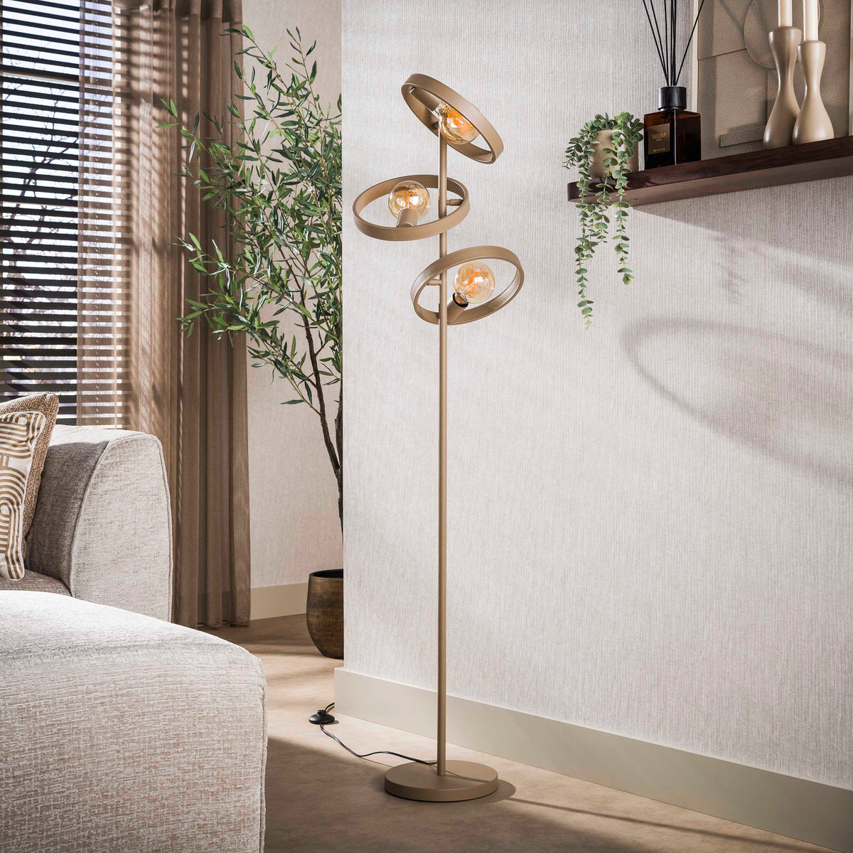 Floor lamp Hover beige - 3-light, 155 cm high