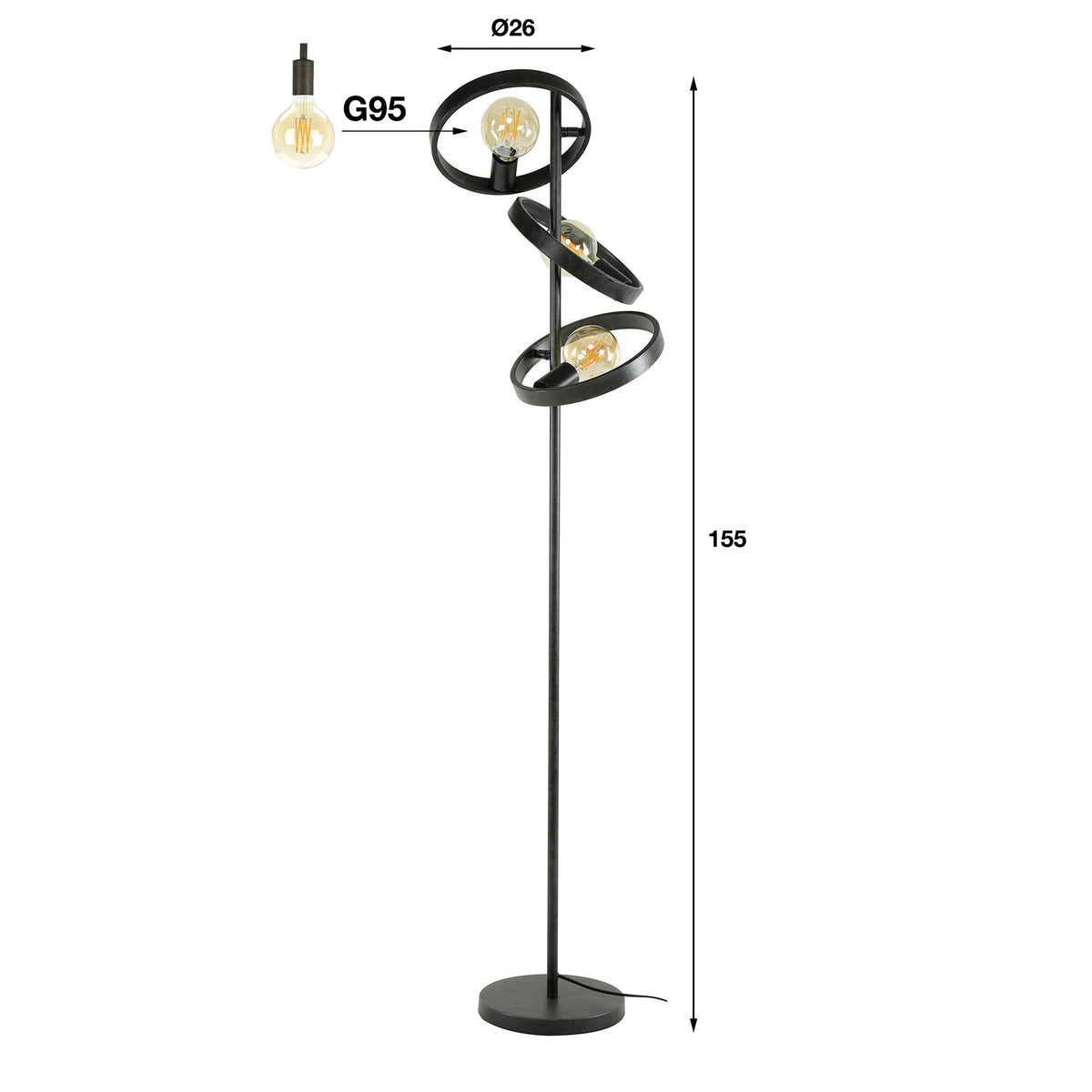 Floor lamp Hover anthracite - 3-light, 155 cm high
