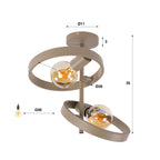 Plafondlamp Hover beige - 2-lichts, 42 cm breed