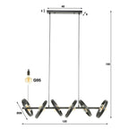 Pendant lamp Hover anthracite - 6-light, 120 cm wide