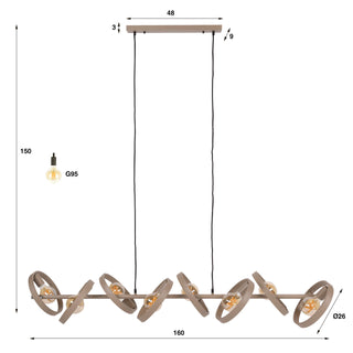 Suspension Hover beige - 8 lumières, largeur 160 cm