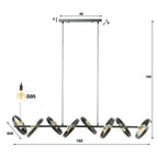 Suspension Hover anthracite - 8 lumières, largeur 160 cm