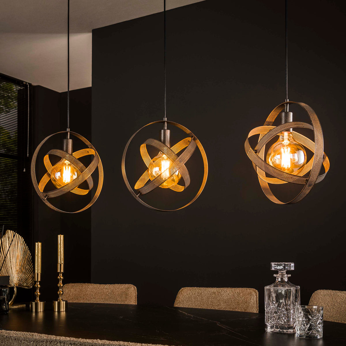 Pendant lamp Cosmos artic black - 3-light, 115 cm wide