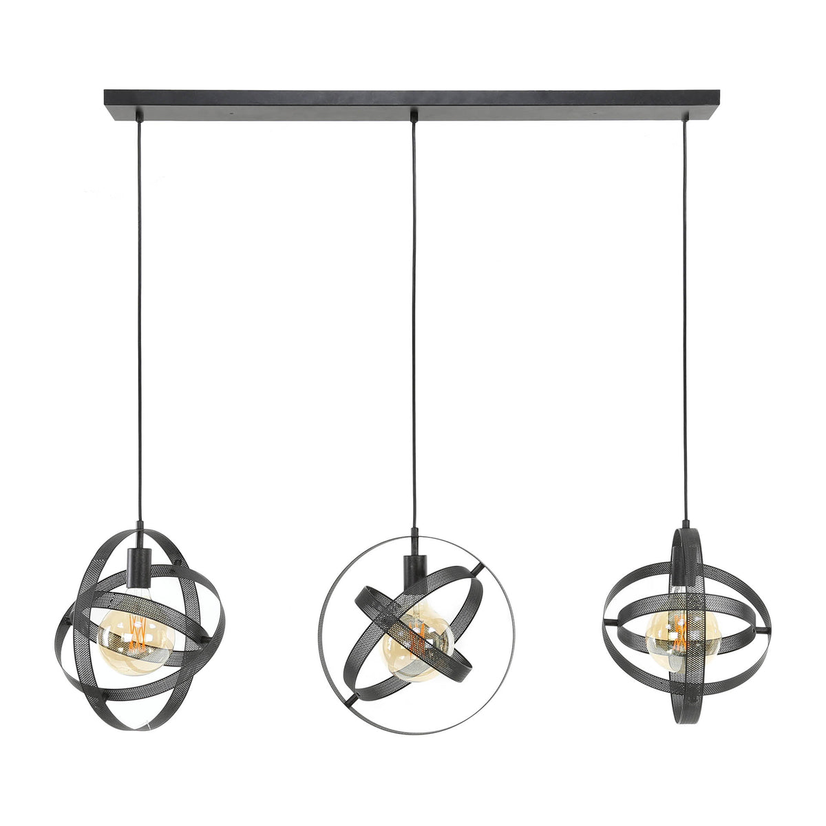 Pendant lamp Cosmos artic black - 3-light, 115 cm wide
