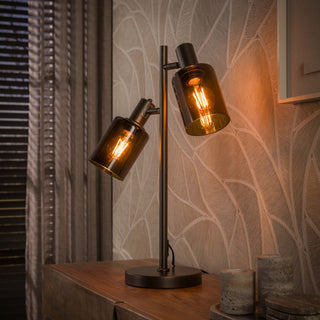 Table lamp Sepiora sienna brown - 2-light, 56 cm high