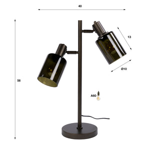 Table lamp Sepiora sienna brown - 2-light, 56 cm high